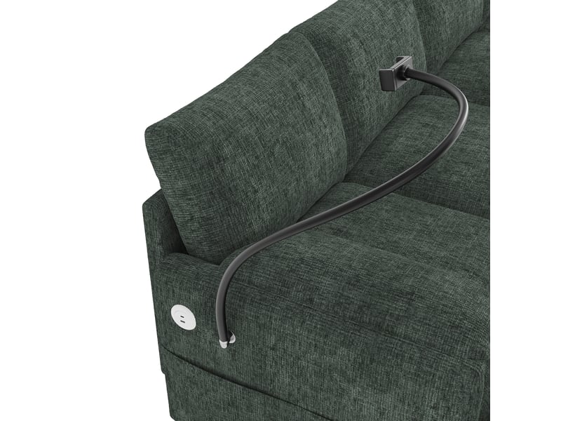  Canapé d’angle modulaire 6 places 273,5x133x81 cm avec deux poufs de rangement vert  - Conforama D