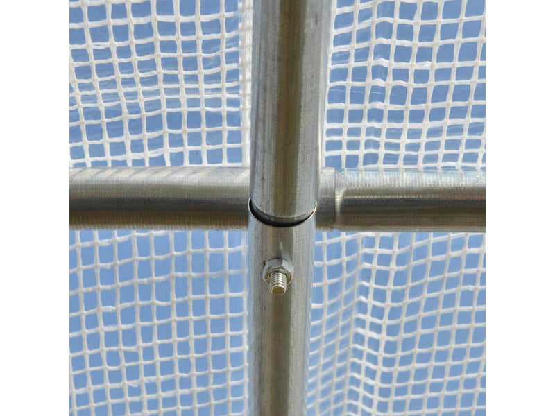  Serre tunnel de jardin 295x200x200 cm – blanche – 6 fenêtres enroulables avec moustiquaires et porte zippée  - Conforama E