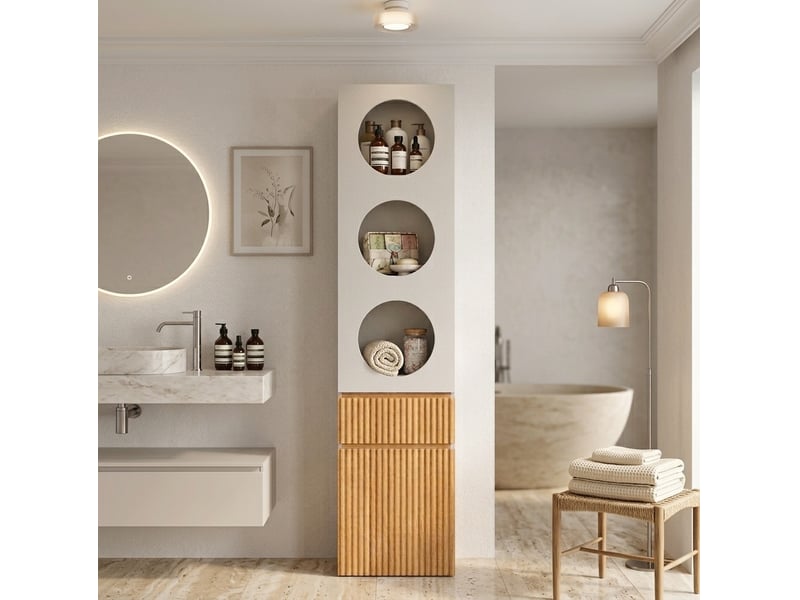  Armoire penderie 45 x 50 x 202 cm gris clair et naturel mdf et panneaux de particules, 2 portes et 1 tiroir  - Conforama B