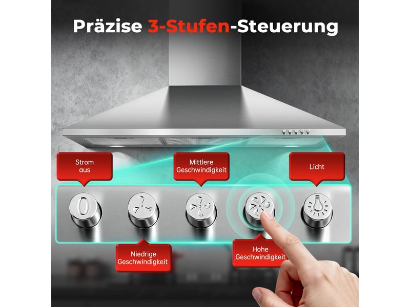  Hotte aspirante murale 90 cm en acier inoxydable, débit d'air 450 m³h, éclairage led et fonctionnement évacuation ou recyclage  - Conforama D