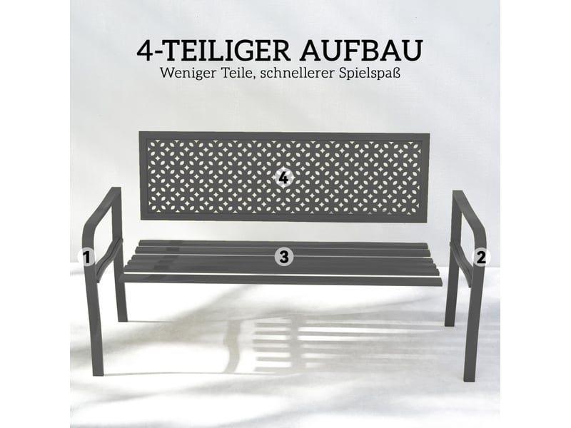  Banc de jardin 2 places 127x61x85 cm résistant aux intempéries métal gris foncé  - Conforama D