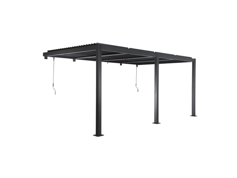  Pergola bioclimatique aluminium adossée lames orientables 5x3m anthracite palace  - Conforama A