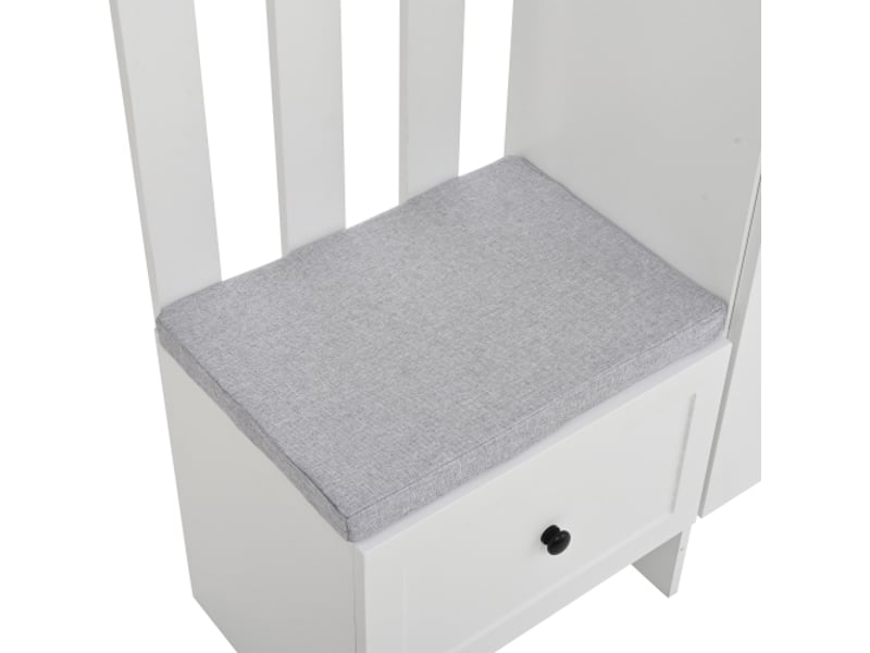  Garde-robe compacte 85×33,5×200 cm – 2 placards, armoire verre trempé, set entrée blanc, porte-manteau avec banc  - Conforama E