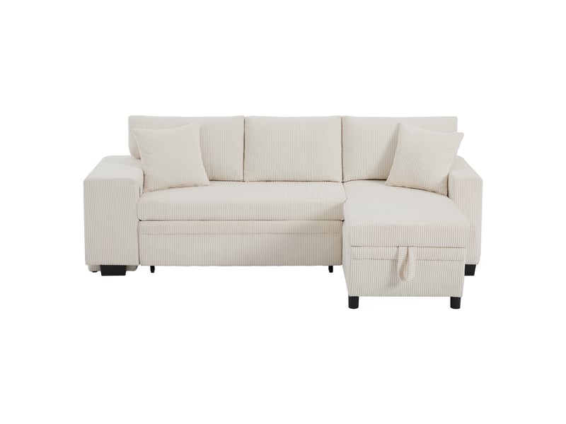  Canapé d’angle convertible en l 3 places avec fonction lit, usb, rangements latéraux et coussins  - Conforama A