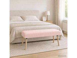 Banc rembourré, banc de lit, banc uni rose 110x40x46 cm bouclé