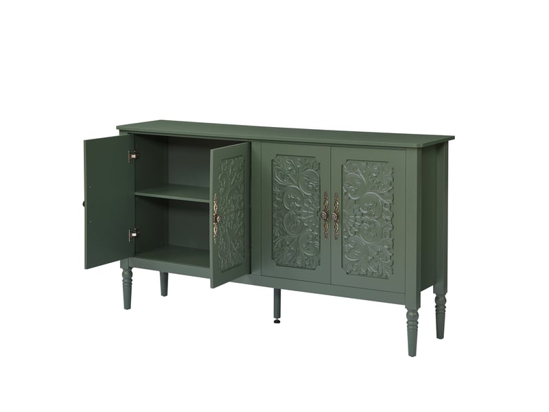  Buffet 160x40x89 cm vert, panneau de particules, mdf et métal, grand rangement pour salle à manger  - Conforama D