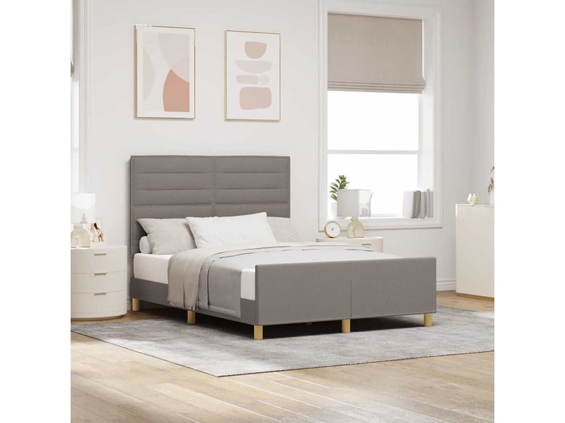  Lit double | lit adulte | cadre de lit avec tête de lit taupe 140x190 cm tissu  - Conforama B