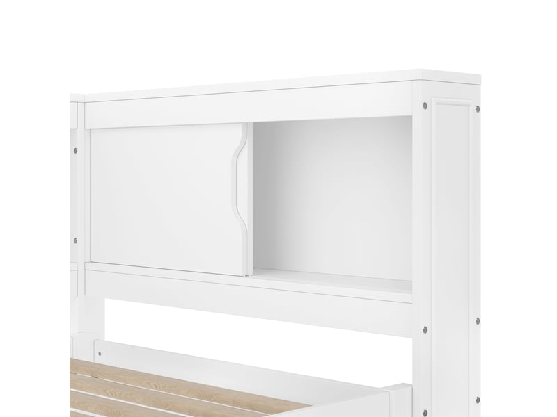  Lit banquette 90x200 cm avec lit gigogne extensible - prises usbtype c, led, rangement, blanc  - Conforama W