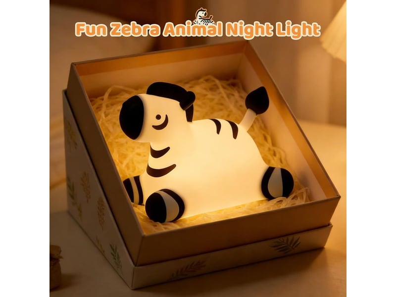  Veilleuse enfant zèbre – lampe silicone douce, led dimmable, rechargeable usb, minuterie, veilleuse chambre enfant ou adulte, cadeau fête  - Conforama E