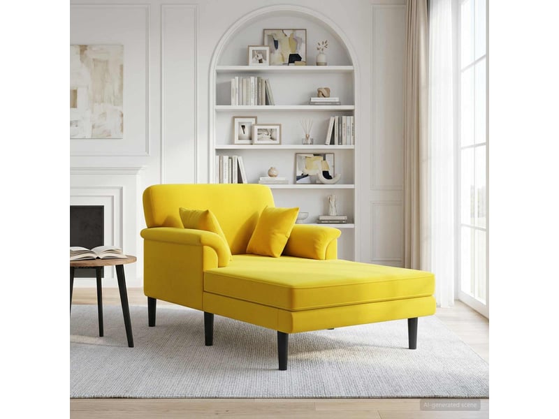  Chaise longue, chaise de salon jaune velours cf28603  - Conforama B