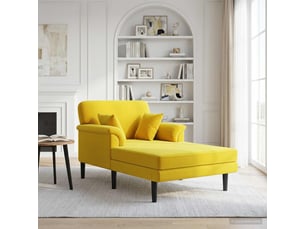 Chaise longue, chaise de salon jaune velours cf28603