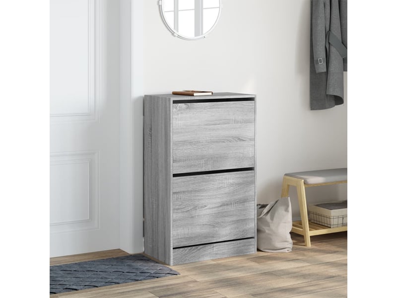  Meuble à chaussure, armoire à chaussures sonoma gris 60x34x96,5cm bois d'ingénierie  - Conforama C
