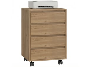 Caisson de bureau sur roulettes 4 tiroirs mdf aspect bois marron 46 x 40 x 65 cm