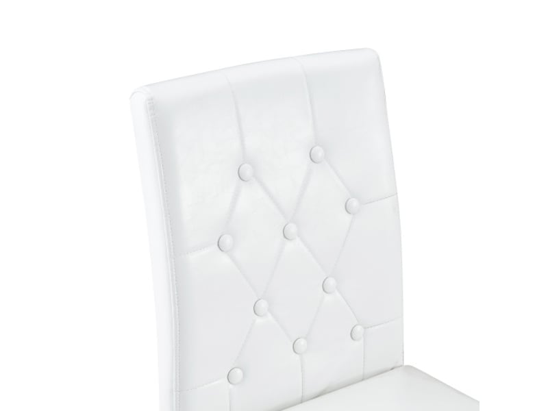  Lot de 4 chaises de salle à manger blanc pur – pieds métal argenté, luxe discret, parfait pour espaces européens  - Conforama D