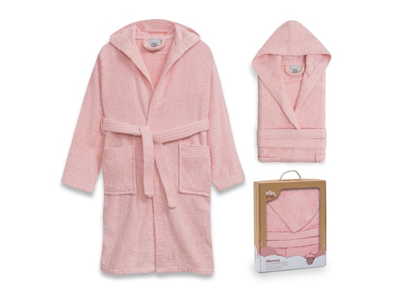  Peignoir de bain enfant interbaby taille 10-12 ans - rose - coton éponge, boîte cadeau 00516-T10-12-02 - Conforama A