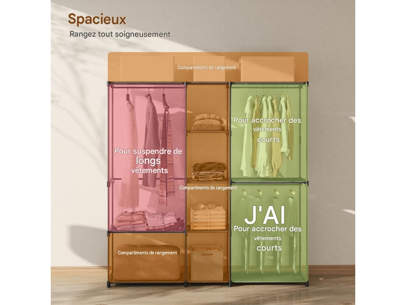  Armoire dressing ouverte en acier et tissu noir  - Conforama E