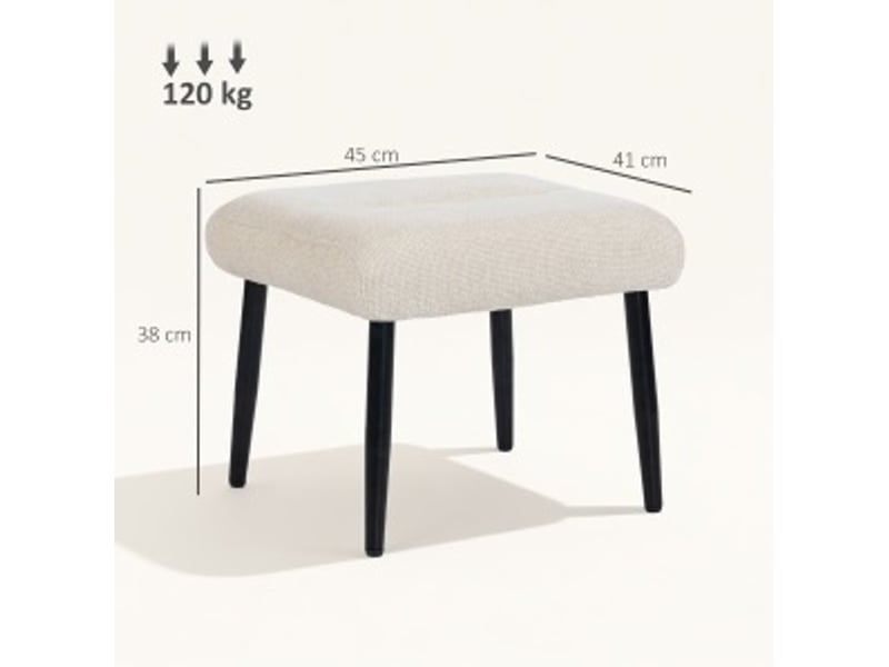 Pouf 45x41x38 cm avec coussin blanc crème  - Conforama D