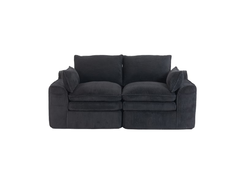  Canapé droit fixe 2 places tissu noir canapé compressible - Conforama A