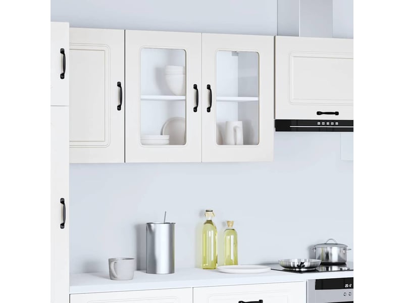  Meuble de rangement | armoire murale de cuisine avec porte en verre kalmar blanc  - Conforama C