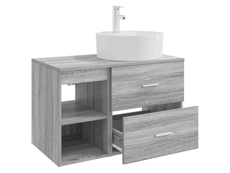  Ensemble de mobilier de salle de bain 2 pcs sonoma gris shl9686  - Conforama D
