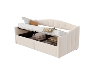 Lit coffre 90x200 cm REDOM coloris beige