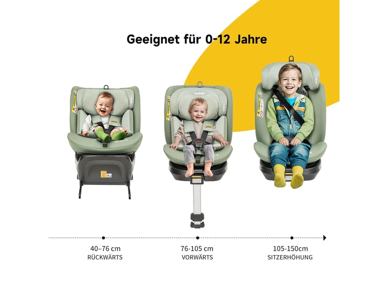  Siège auto bébé jovikids i-size r129 isofix, pivotant 360°, 40-150 cm, inclinable  - Conforama D