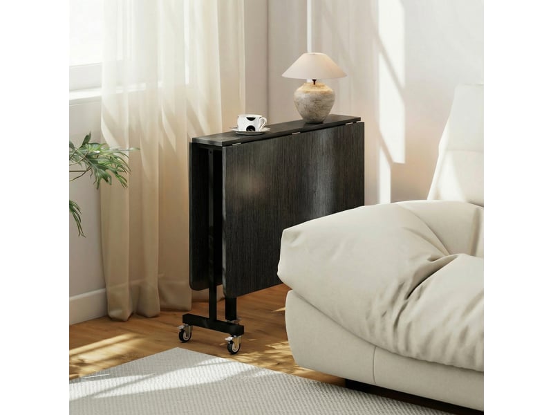  Table à manger pliable mobile 4-6 pers. 2 abattants effet bois noir  - Conforama B