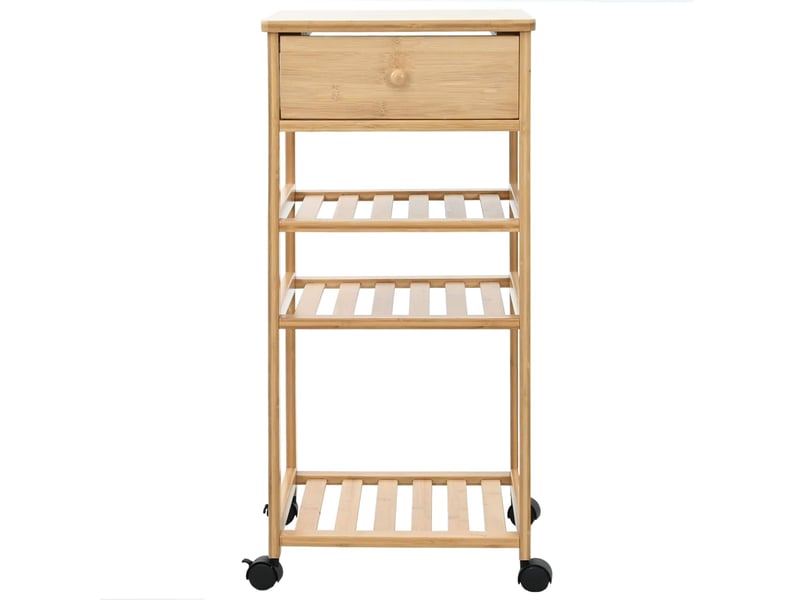  Desserte de cuisine, chariot de rangement avec roues naturel 37x36x80 cm bambou  - Conforama D