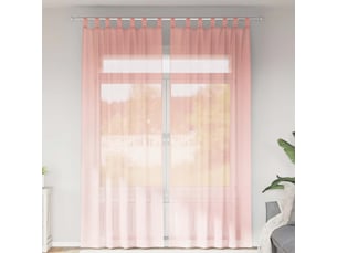 Lot de 2 rideaux en voile, voilages avec passe-tringles rose cf44480
