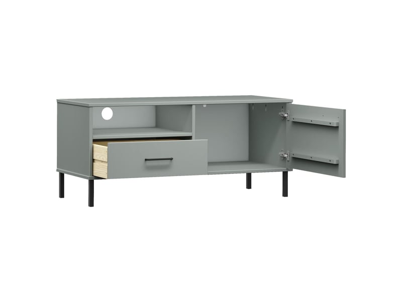  Meuble tv - banc tv - meuble de rangement avec pieds en métal gris bois de pin massif oslo  - Conforama E
