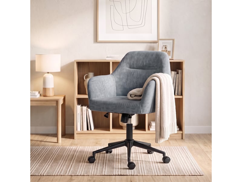  Chaise bureau ergonomique, hauteur réglable, fonction bascule, bleu  - Conforama C