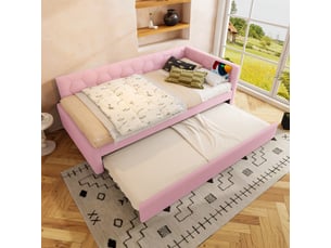 Lit gigogne 90x200 cm <strong>ZOVIRA</strong> <strong></strong> coloris rose