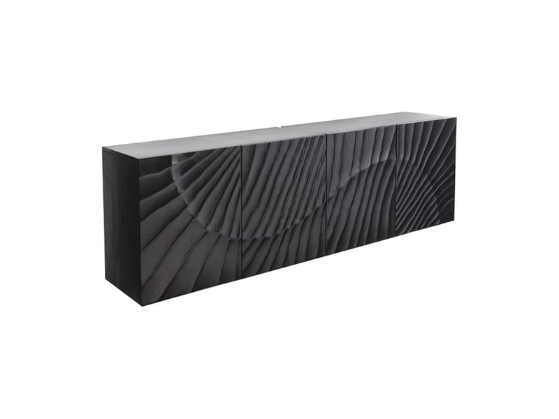  Buffet silva 177 cm en bois massif de manguier noir – 4 portes sculptées et façades en relief  - Conforama A