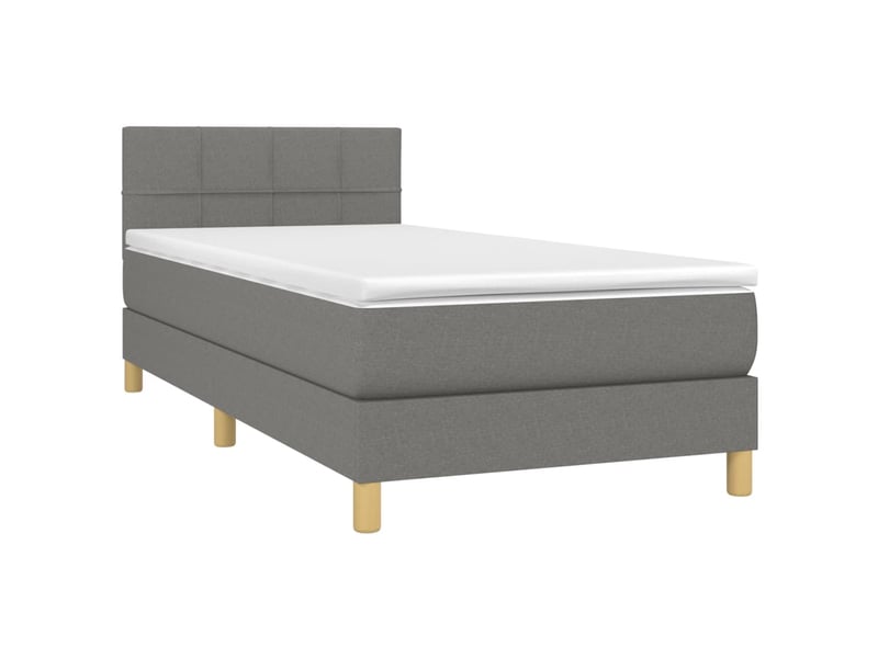  Lit simple, sommier à lattes de lit avec matelas gris foncé 80x200 cm tissu shl75232  - Conforama C