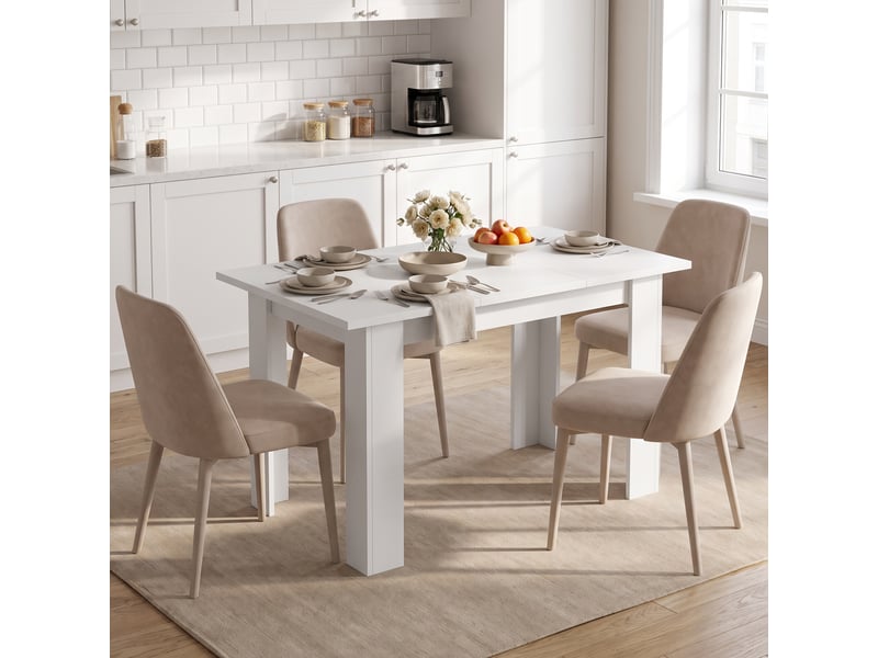  Table à manger 4 personnes avec plateau relevable blanc 120 x 60 x 75,5 cm  - Conforama E