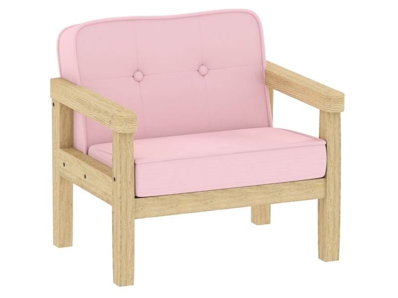  Fauteuil enfant rose 46,5 x 44 x 45 cm en bois, tissu aspect velours côtelé, rembourré 3 à 8 ans  - Conforama A