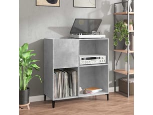 Armoire à disques, armoire de rangement gris béton 84,5x38x89 cm bois d'ingénierie shl7718
