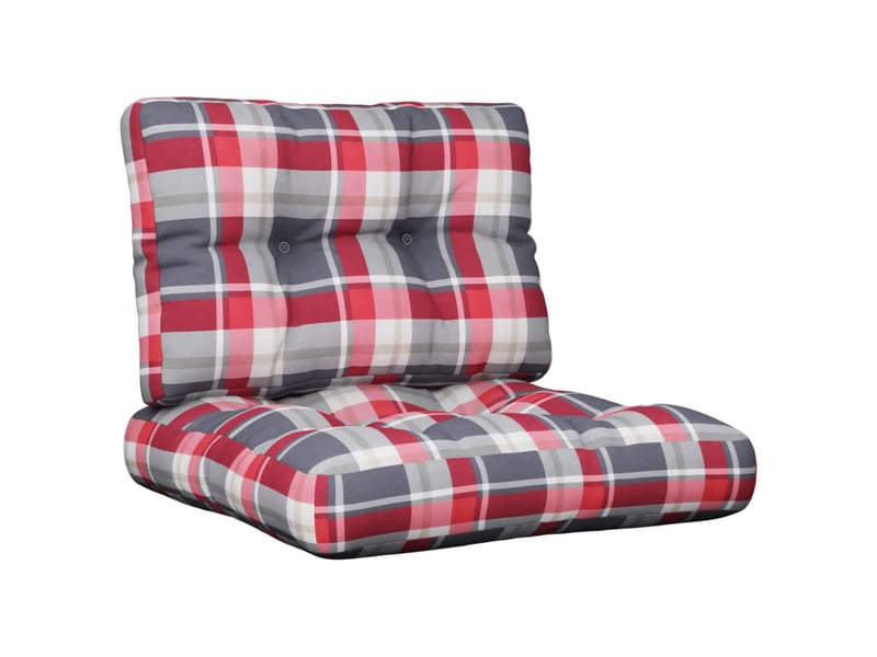  Lot de 2 coussins de palette, coussins de canapé motif à carreaux rouge tissu cf59552  - Conforama A