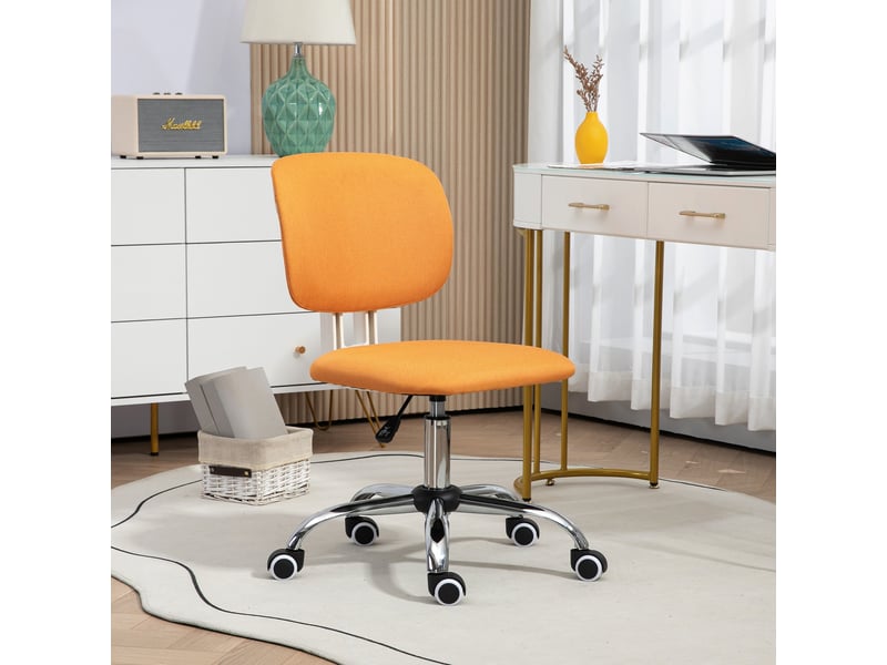  Fauteuil de bureau pivotant en tissu hauteur réglable charge 120 kg 48x53x80-90 cm orange  - Conforama B