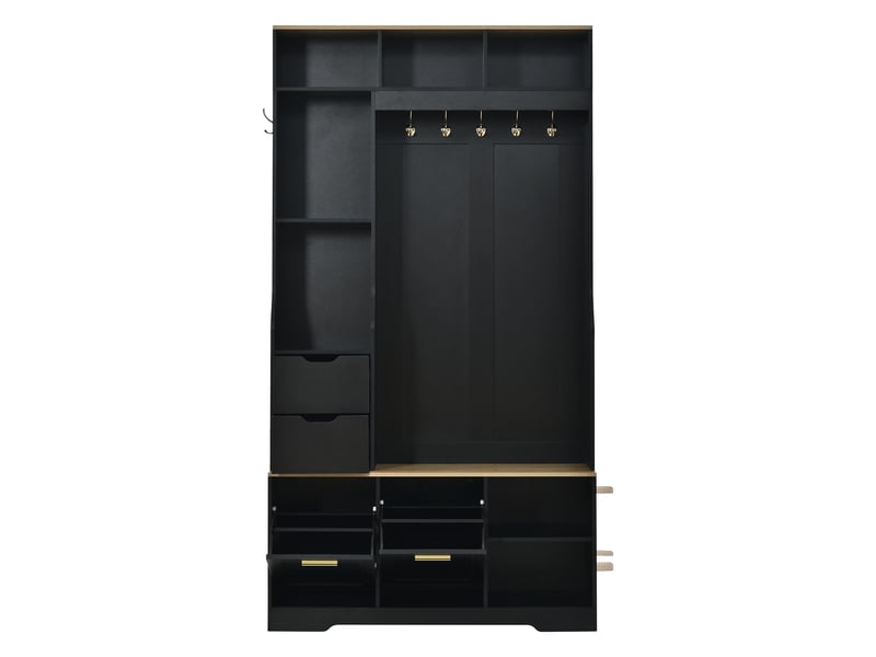 Portemanteau avec banc et rangement 100 x 186 cm en mdf noir - Conforama D