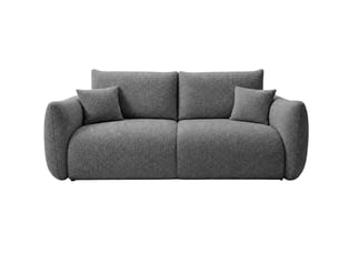 Canapé droit convertible CASANOVA 2 places Tissu gris avec coffre de rangement
