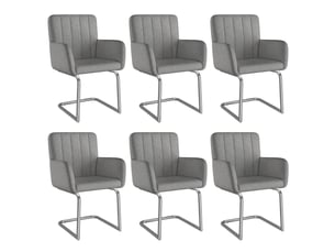 Chaise de salle à manger lot de 6 avec dossier ergonomique et pieds en z empilables en similicuir gris