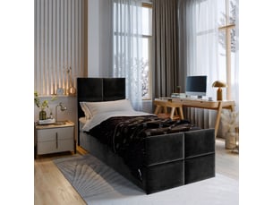 Lit avec rangement 100x200 cm <strong>MASSENO</strong> <strong></strong> coloris noir