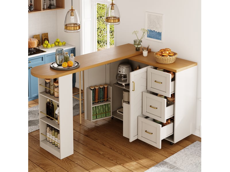 Desserte bar extensible avec rangement 135-228 cm evryae - Conforama C