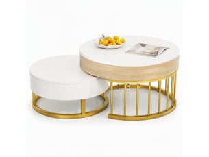 Table basse rond(e) coloris blanc   - 70 cmx60 cm
