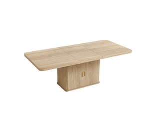 Table à manger extensible 150 à 200 × 90 × 75 cm, rangement intégré, finition effet chêne