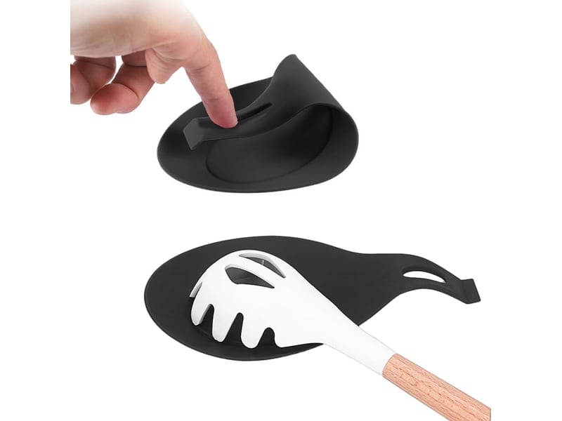 Repose-cuillère multifonction en silicone, résistant à la chaleur, idéal pour la cuisine (noir) - Conforama D