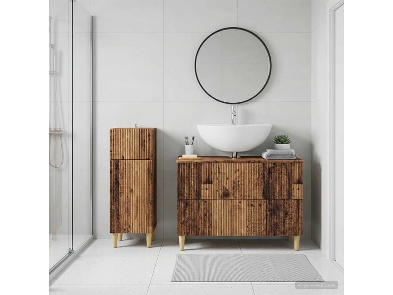 Ensemble de 2 meubles de salle de bain arnhem bois ancien cf63066 - Conforama B