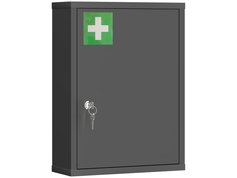  Armoire à pharmacie murale avec serrure, armoire murale en acier à 3 niveaux, 40 x 15 x 53,5 cm, noire  - Conforama B