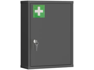 Armoire à pharmacie murale avec serrure, armoire murale en acier à 3 niveaux, 40 x 15 x 53,5 cm, noire